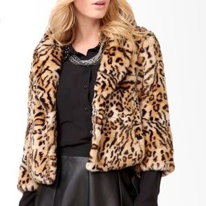 Leopard Faux Fur Medium Cropped Jacket F21